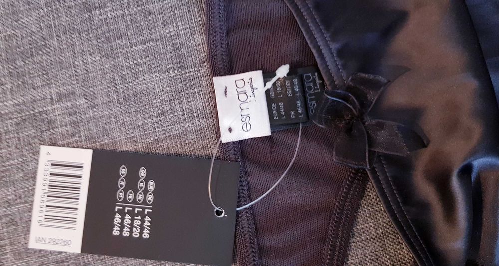 Stalowe Stringi Satynowe z koronką Esmara rozm L 44/46 - ciemny popiel