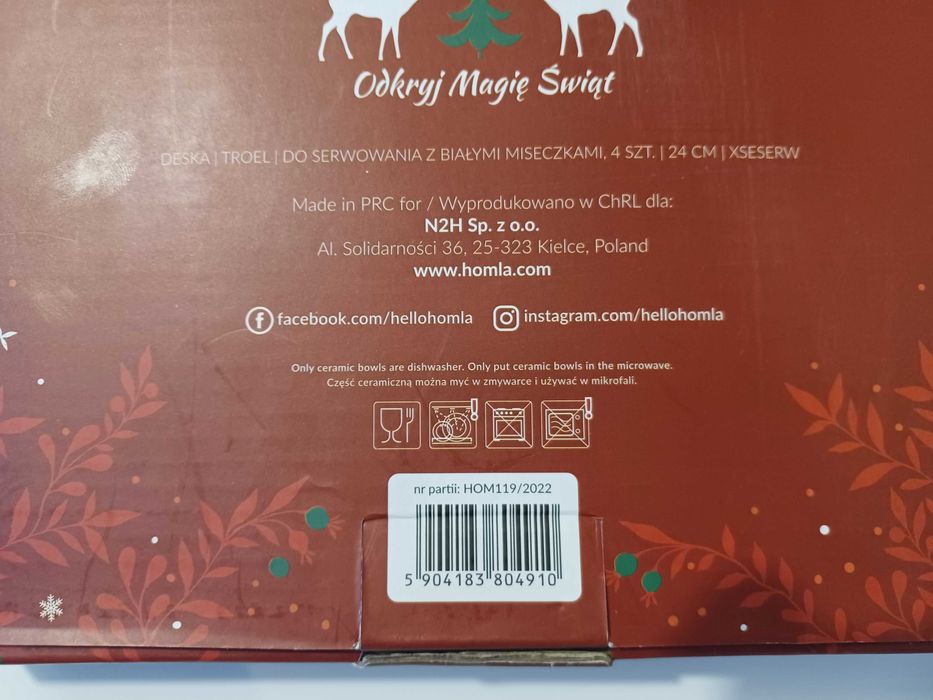 Bambusowa deska do serwowania z 4 porcelanowymi miseczkami - Homla