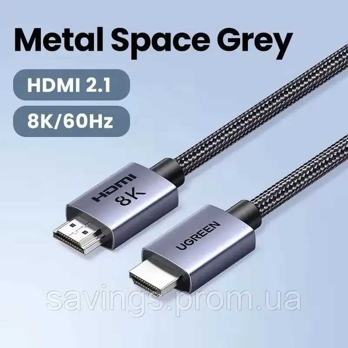 Кабель Hdmi HD155 Ugreen 8k HDMI 2.1 48Гбіт/с 8к/60Hz 4K/240Hz, 1-2м