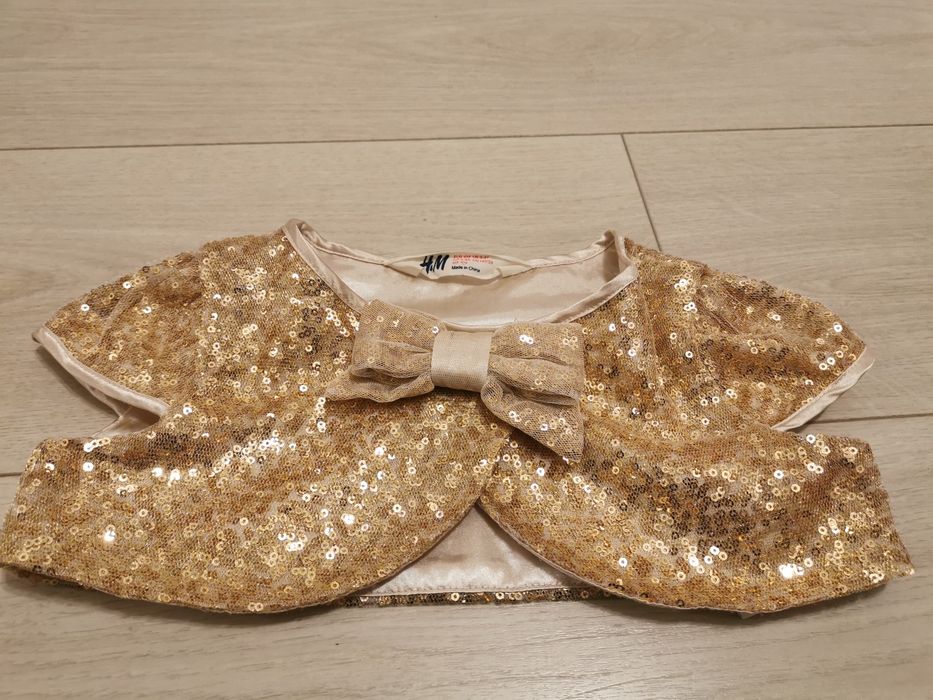 Bolerko cekiny złote kokarda karnawał, wesele r. 104 (H&M)