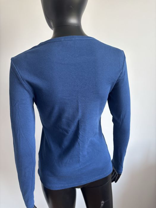 Niebieska bluzka damska s.Oliver gładki longsleeve z długim rękawem basic S