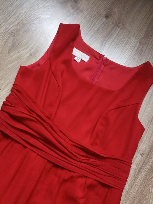 Sukienka czerwona tiul 42 XL damska suwak wesele