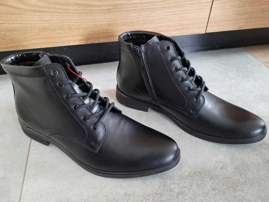Buty czarne męskie WOJAS ze skóry licowej 41