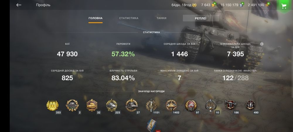 Продам акаунт wot blitz євро сервер
