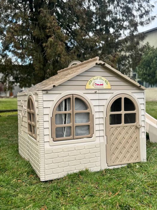 Дитячий набір Doloni бежевий колір з серії ЕКО будинок гірка пісочниця