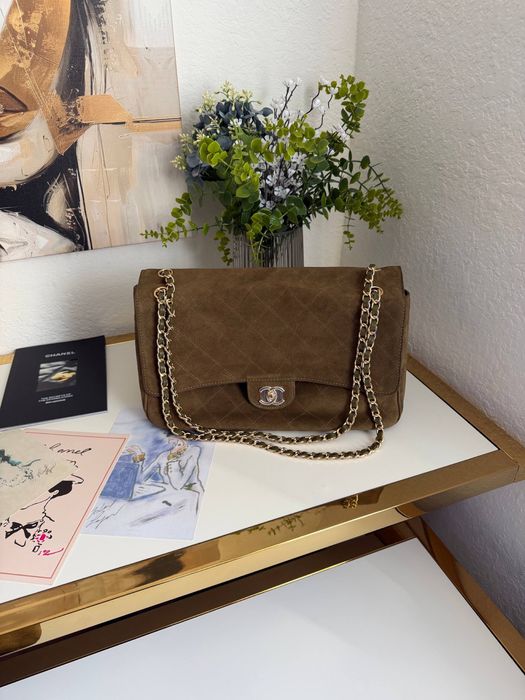 Сумка Chanel Maxi замшева хакі