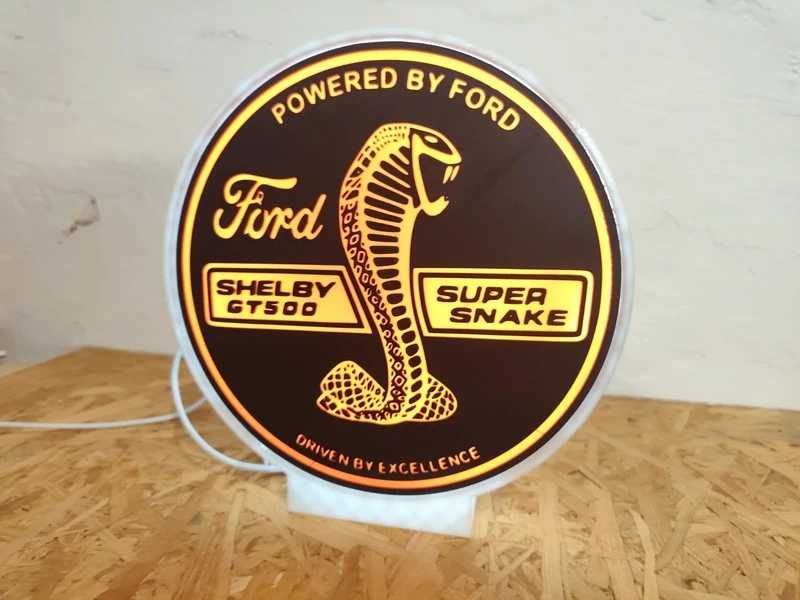 Lightbox Luminaria decorativa Ford Shelby GT500 Super Snake cx branca