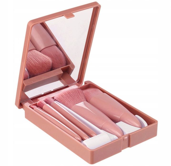 Zestaw pędzli do makijażu z lusterkiem w etui