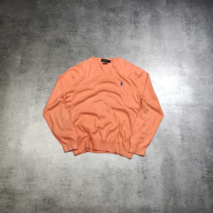 MĘSKI PREMIUM Elegancki Sweter Brzoskwinia Bawełna Polo Ralph Lauren