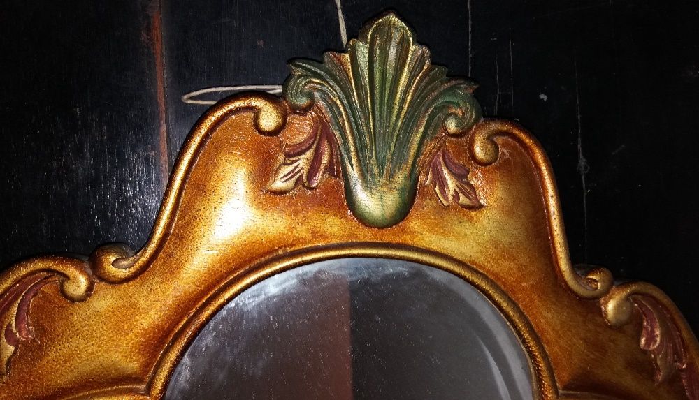 Espelho Séc XIX em talha dourada e policromada