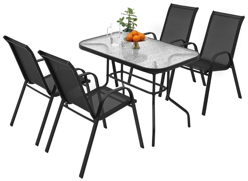Meble ogrodowe zestaw stół 4+1 na taras balkon 70 cm x 120 cm x 73 cm