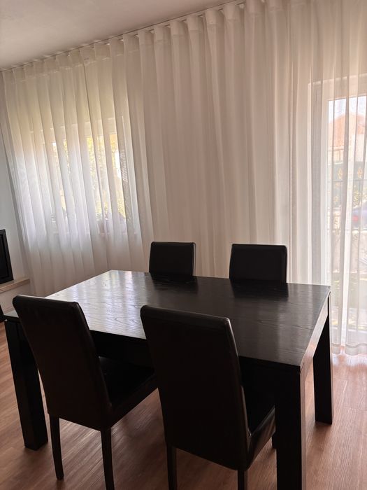 Mesa de jantar madeira Wenge (150+40cm) + 4 cadeiras