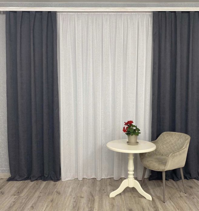 Шторы Микровелюр серый, графит, шоколад, гардины