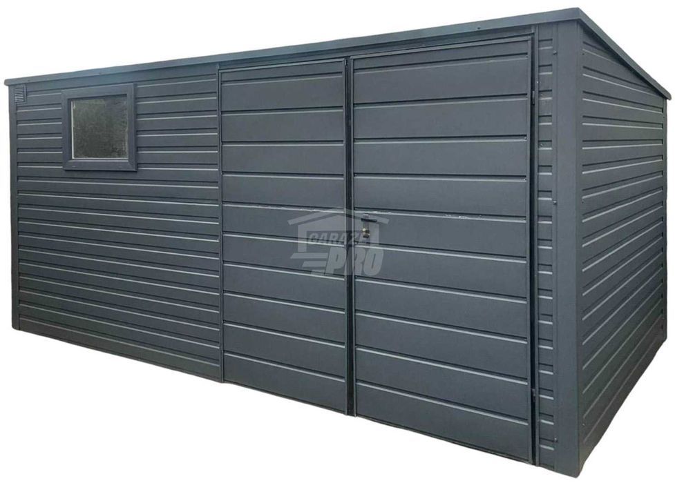 Schowek Domek ogrodowy 4x2m Brama dwuskrzydłowa okno dach  GP528