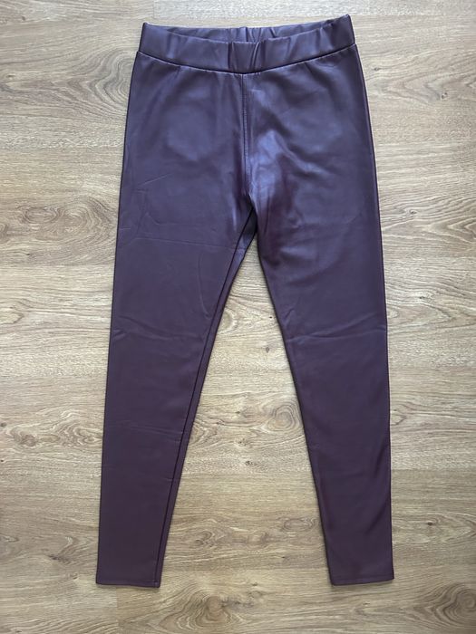 Legginsy Spodnie Skórkowe Bordowe Rozmiar 40 L