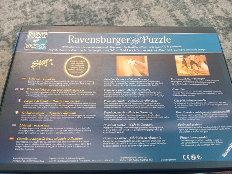 Пазли Ravensburger Star Line 500 елементів Вовк (Світяться в темряві)