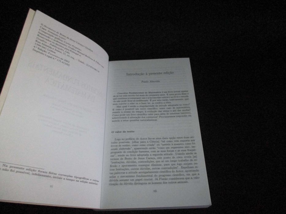 Livro Conceitos Fundamentais da Matemática Gradiva