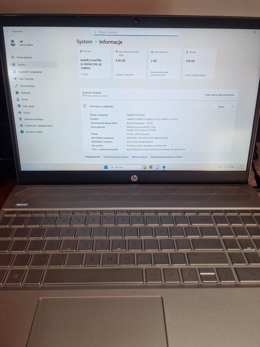 Wada ! Hp Pavilion 15-cs3001nw intel i5 10gen, nvidia , win 11