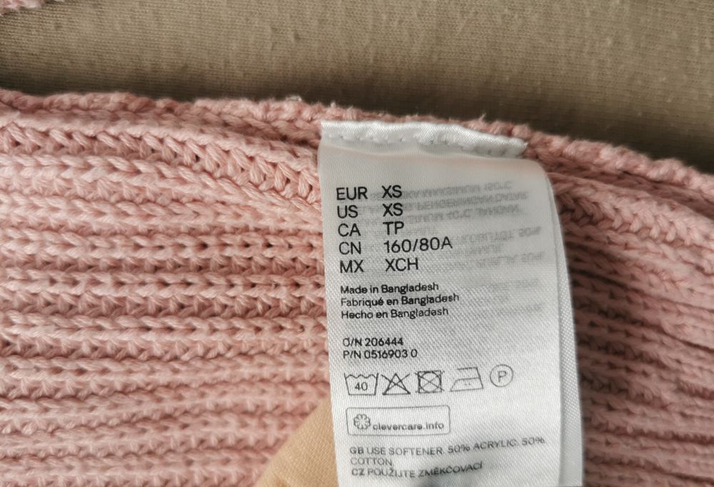 Swetr damski pudrowy róż xs h&m