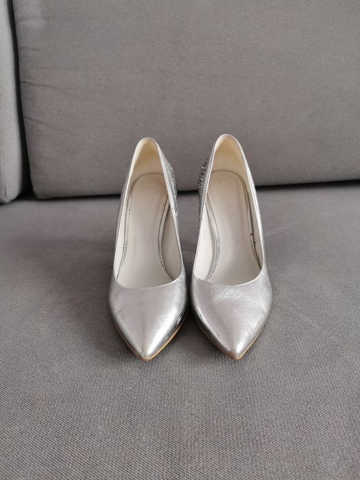 Buty szpilki srebrne