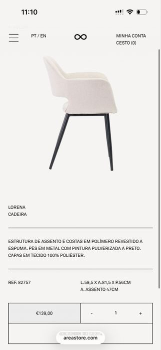 4 Cadeiras bege novas area