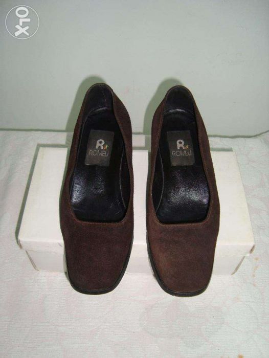 Sapatos de senhora em camurça (PELE) castanhos nº 36 – marca ROMEU