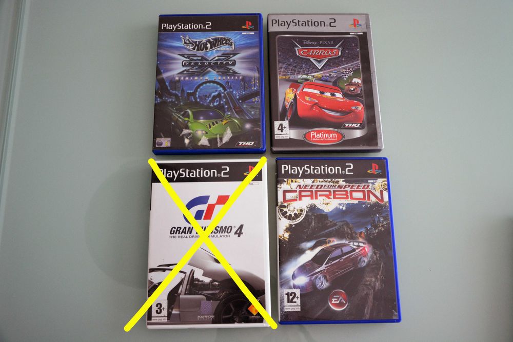 Jogos, comandos, cabos, cartão para PS2