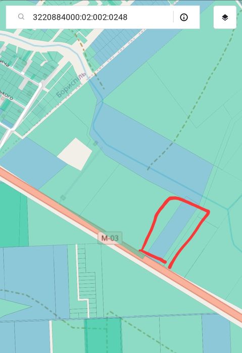 Земля промисловості 2.000га  2 км від Борисполя по трасі на Харків