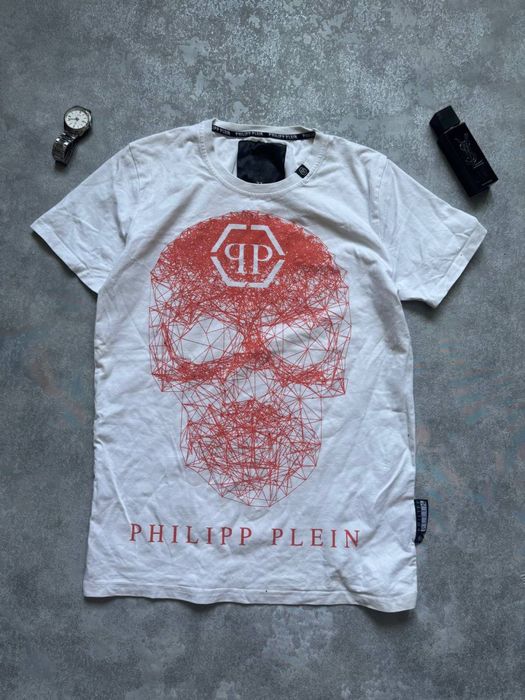 футболка Philipp Plein з культовим червоним принтом у вигляді черепа