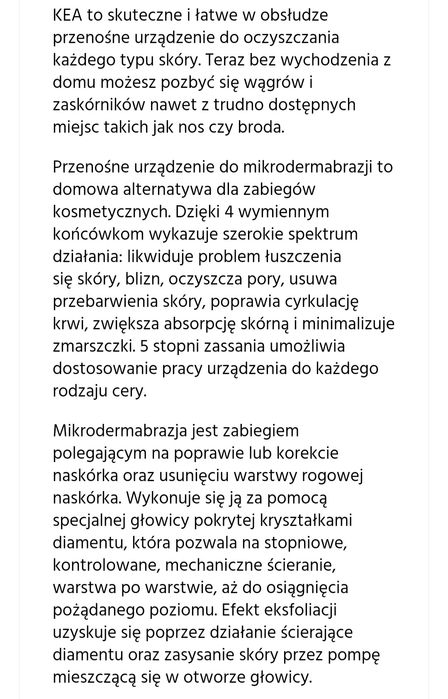 Urządzenie do oczyszczania skóry KEA