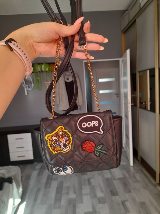 Portfelik mały torebka listonoszka torebeczka mini naszywki tygrys