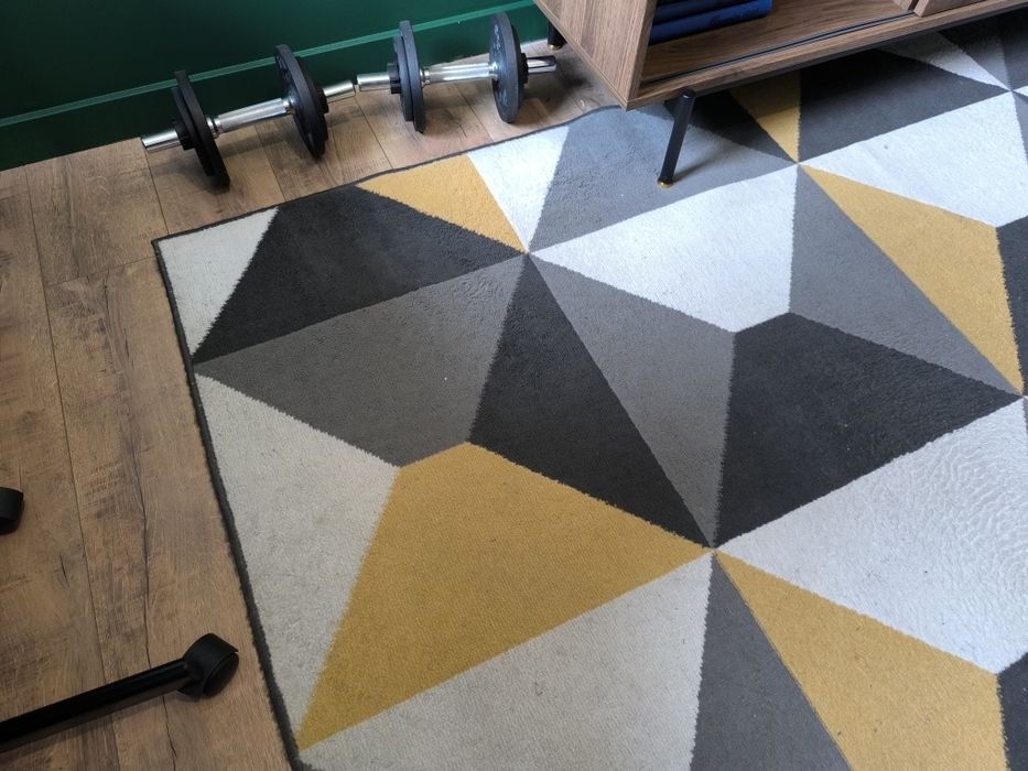 Dywan duży 160 x 220 żółty czarny biały szary