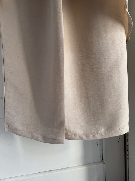 Beżowy komplet Shein S Narzutka z kapturem + Szerokie spodnie | Boho