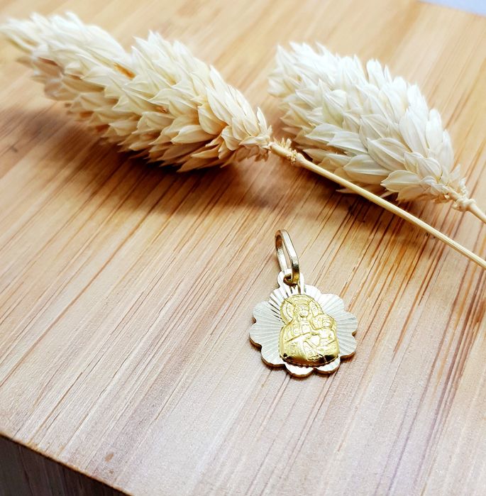 Medalik złoty pr. 585 zawieszka komunia chrzest grawer gratis