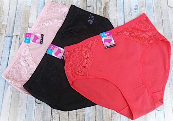 / pakiet 3 szt. /  majtki bawełniane 4XL czarne koralowe i pudrowe