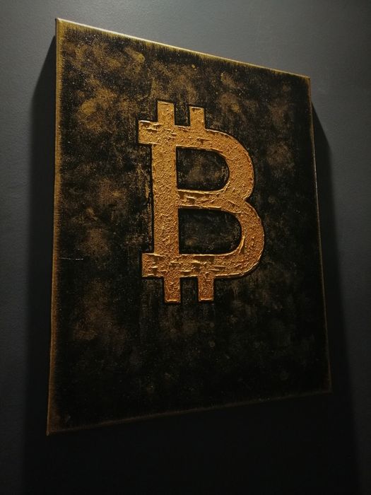 Obraz Bitcoin ręcznie malowany