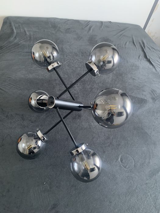 Lampa wisząca Alfa Nancy 8085 czarna-dymiona nowoczesna 6xE14 x 10W