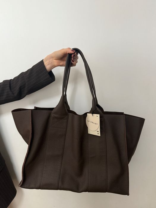 Nowa skórzana torba / torebka - czekoladowa - Le Collet