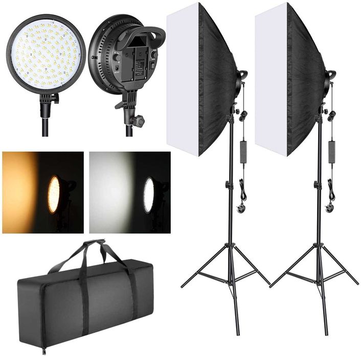 Kit Iluminação Neewer com LED, tripés e softbox / profissional / novo