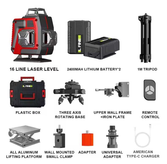 Nível laser 16 linhas kit