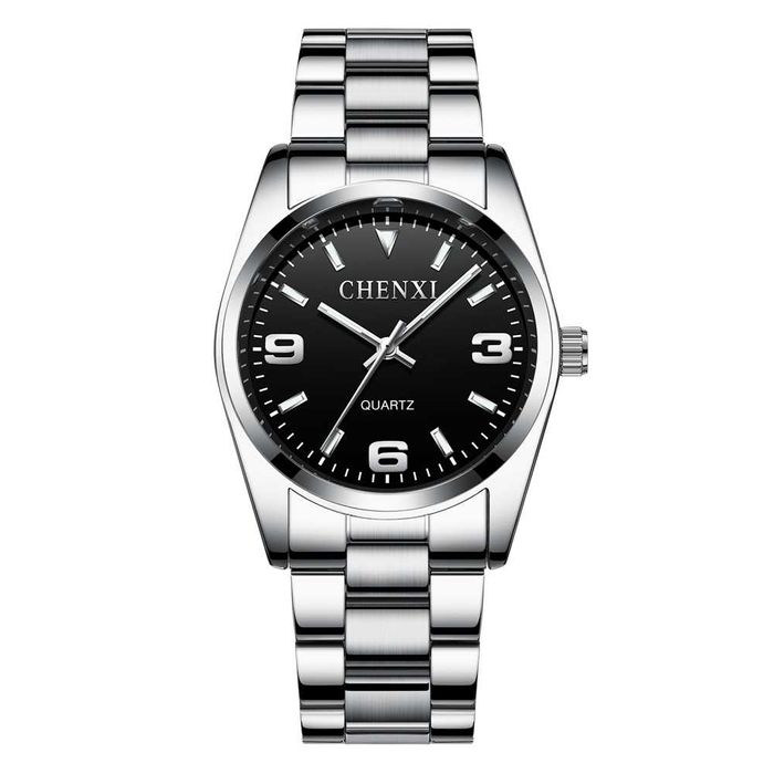 Zegarek męski czarny 35mm damski z bransoletą stalowa unisex