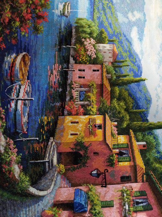 Картина вышитая крестиком. Готовая работа. Ручная работа