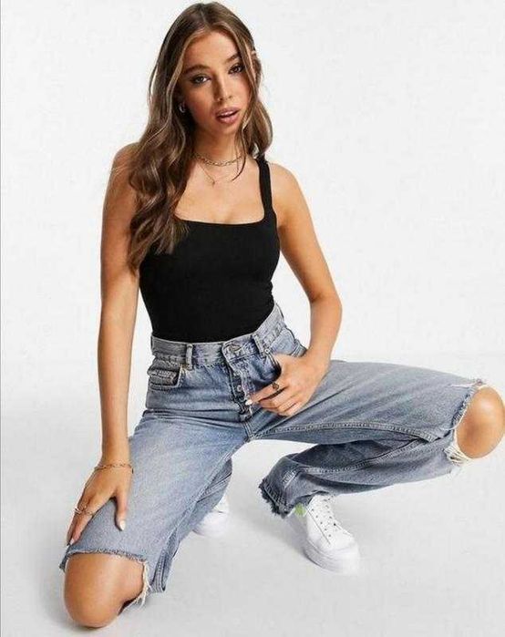 Miss selfridge вискозный боди, боди-майка, черный аппликация-кружево