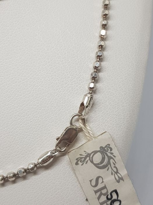 Srebrny łańcuszek kulki srebro próba 925 długość 50cm