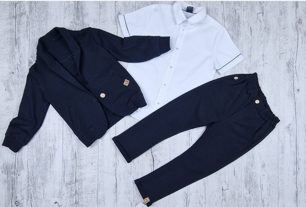 Garnitur chłopięcy bawełniany Marynarka i spodnie joggery  92/98