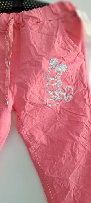Spodnie "gniotki" z Myszką Miki r.44,nowe z metką