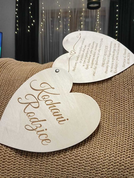 Zaproszenie, podziękowania dla rodziców sklejka 3mm