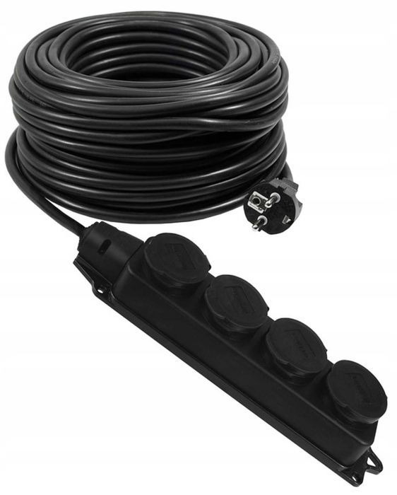 Przedłużacz Budowlany 10m 3x 2,5mm Rozgałęźnik 4 Gniazda 230v NOWY
