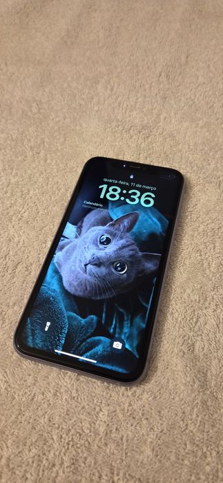 iPhone 11 64GB – Bom estado – Problema de rede – Com carregador, cabo