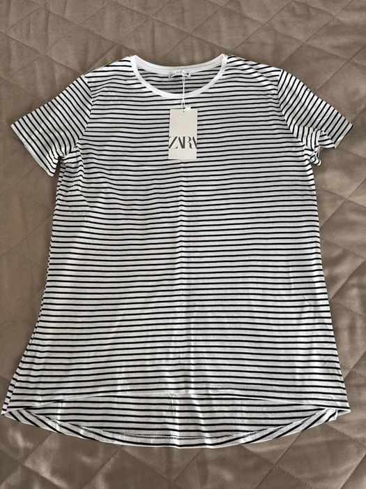 Футболка ZARA M L чорна сіра в полоску